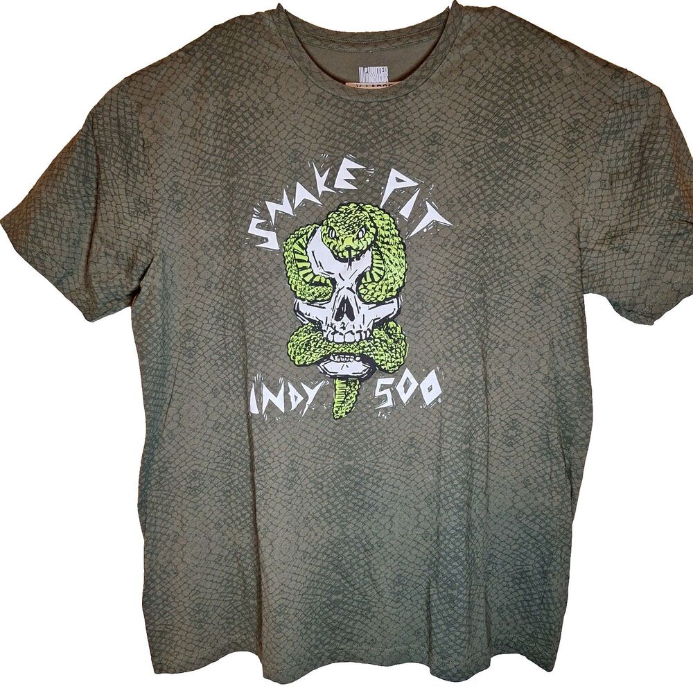 Indianapolis Indy 500 Motor Speedway Men’s XL TShirt Green Snake Pit